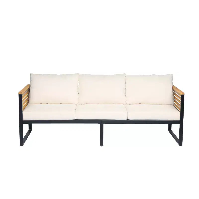 Ensemble de sièges de jardin Christopher Knight Home Faye de 4 pièces en acacia et métal rembourré, avec motif à lattes