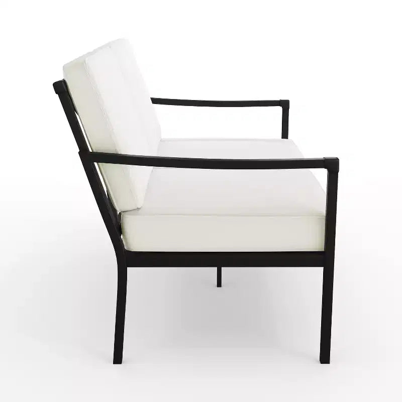 Ensemble de conversation de patio en acier 4 pièces Martha Stewart avec causeuse, 2 fauteuils et table basse, noir