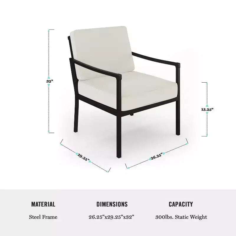 Ensemble de conversation de patio en acier 4 pièces Martha Stewart avec causeuse, 2 fauteuils et table basse, noir
