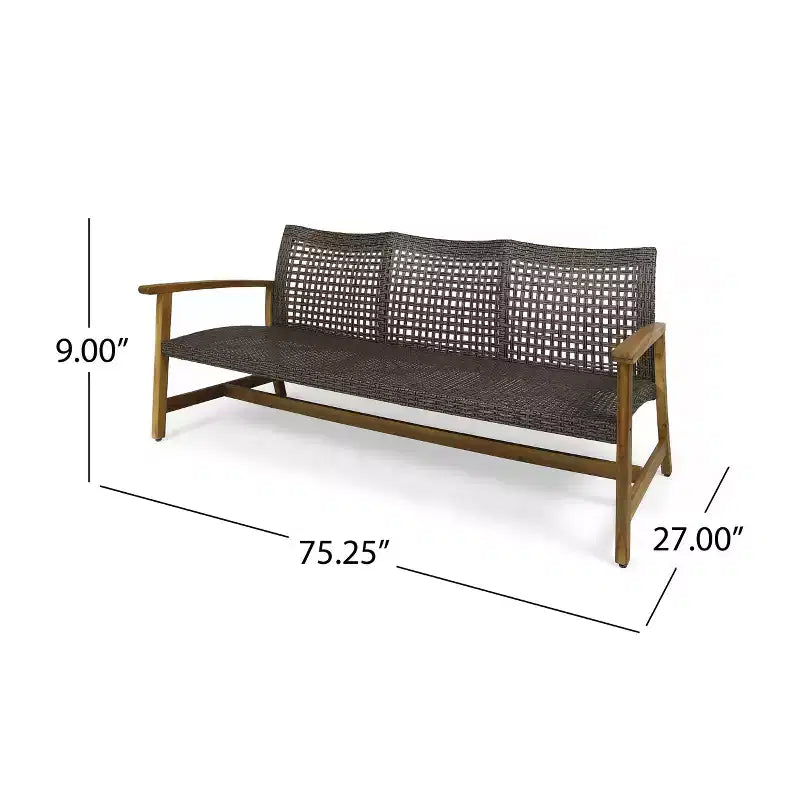 Conjunto de conversación para exteriores Christopher Knight Home Hampton de madera de acacia y mimbre, con sofá de 10 plazas y sofá de dos plazas