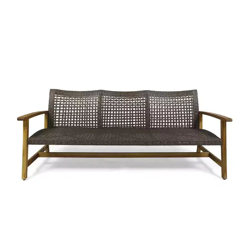 Conjunto de conversación para exteriores Christopher Knight Home Hampton de madera de acacia y mimbre, con sofá de 10 plazas y sofá de dos plazas