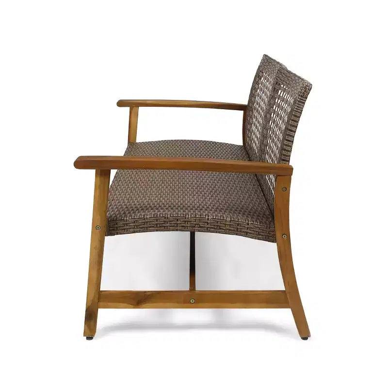 Conjunto de conversación para exteriores Christopher Knight Home Hampton de madera de acacia y mimbre, con sofá de 10 plazas y sofá de dos plazas