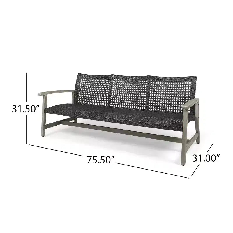 Conjunto de conversación para exteriores Christopher Knight Home Hampton de madera de acacia y mimbre, con sofá de 10 plazas y sofá de dos plazas