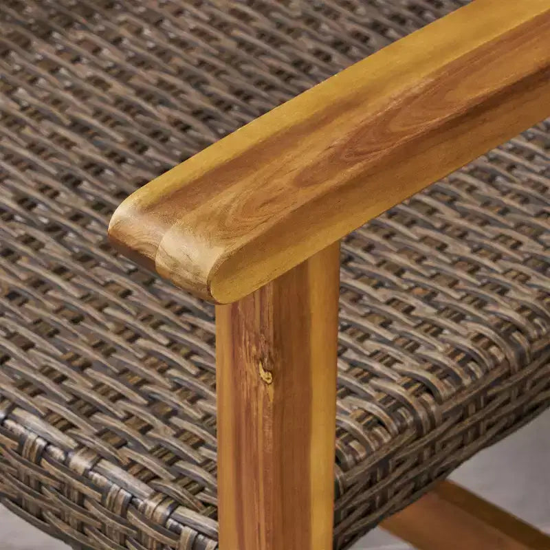 Christopher Knight Home Hampton conjunto de conversación para exteriores de mimbre y madera de acacia con capacidad para 4 personas