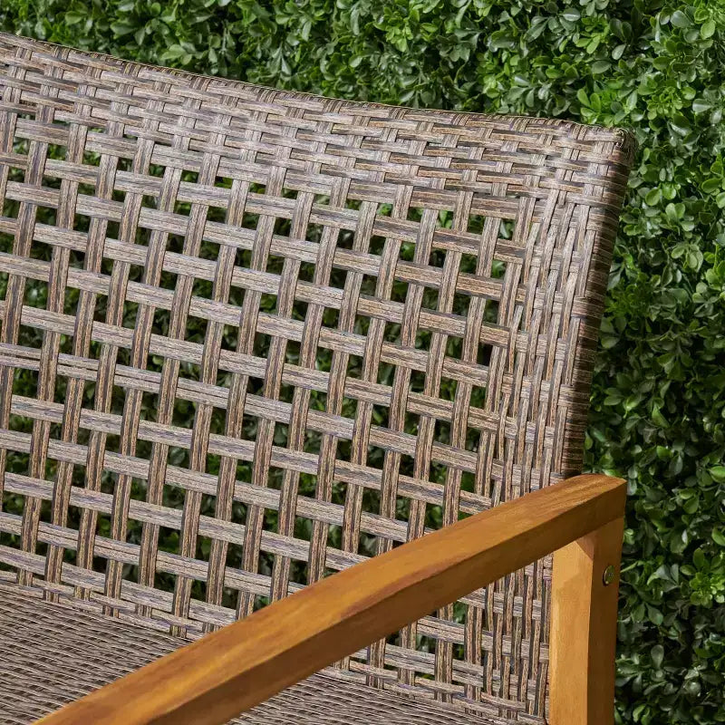 Christopher Knight Home Hampton conjunto de conversación para exteriores de mimbre y madera de acacia con capacidad para 4 personas