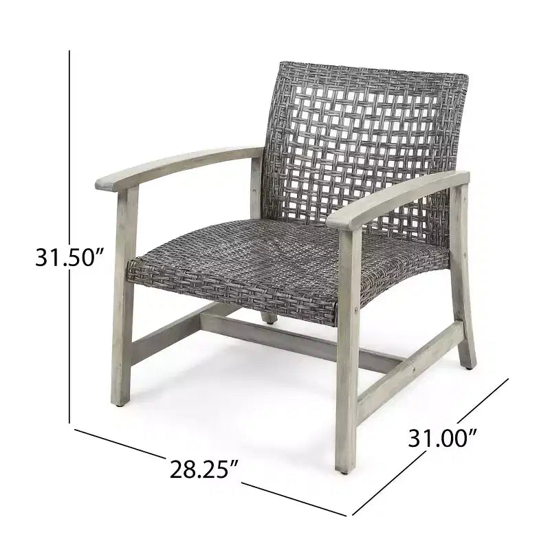 Christopher Knight Home Hampton conjunto de conversación para exteriores de mimbre y madera de acacia con capacidad para 4 personas