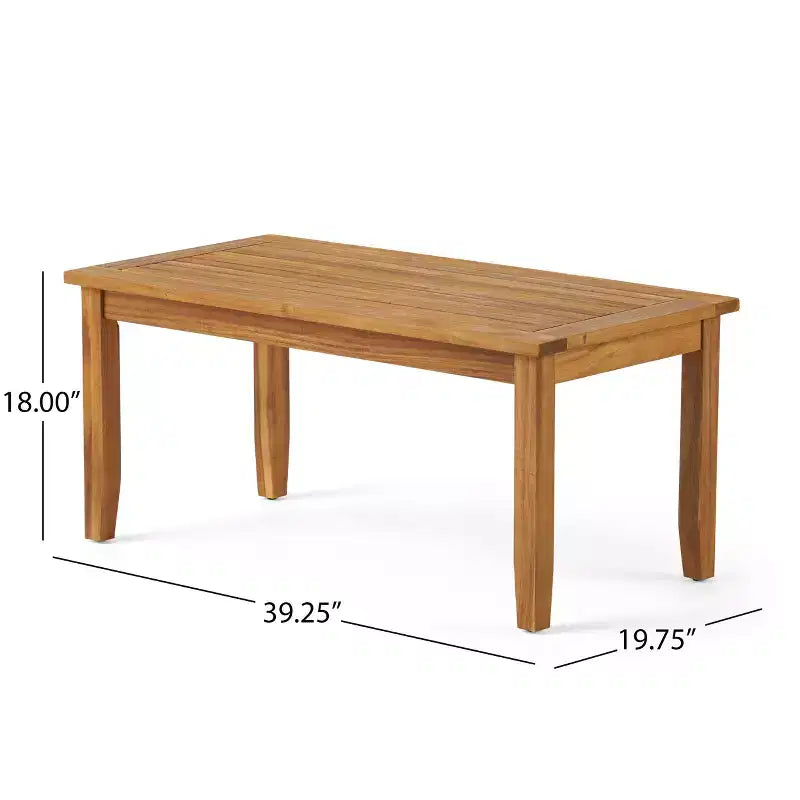 Ensemble GDFStudio Keanu d’extérieur en bois d’acacia avec causeuse et table basse, coussins inclus