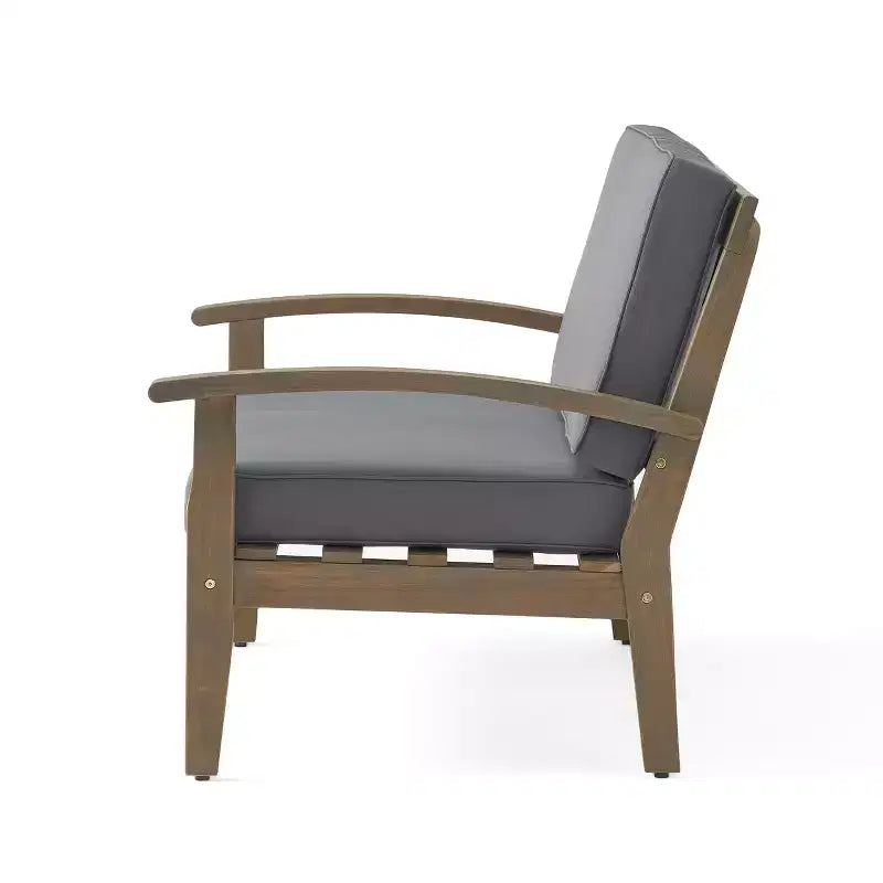 Ensemble GDFStudio Keanu d’extérieur en bois d’acacia avec causeuse et table basse, coussins inclus