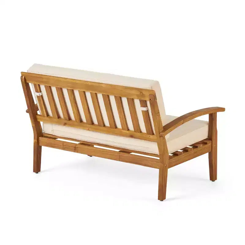 Ensemble GDFStudio Keanu d’extérieur en bois d’acacia avec causeuse et table basse, coussins inclus