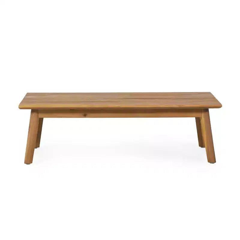 Juego de sofá biplaza y mesa de centro de madera de acacia para exterior GDFStudio Aggie, con cojines, teca/blanco