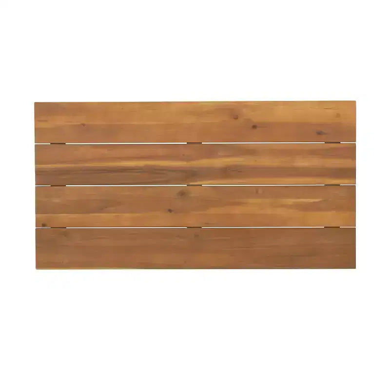 Juego de sofá biplaza y mesa de centro de madera de acacia para exterior GDFStudio Aggie, con cojines, teca/blanco