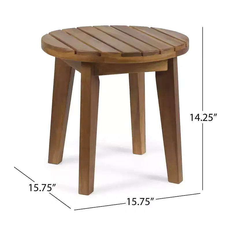 Conjunto GDFStudio Lorie de sillón y mesa auxiliar de madera de acacia para exterior con cojines, color teca/blanco