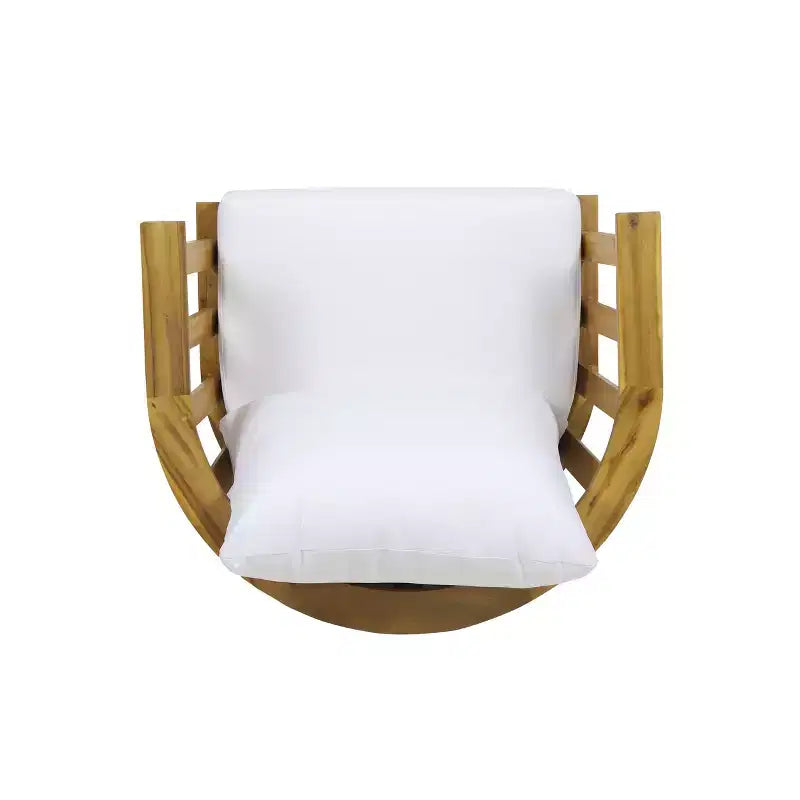 Conjunto GDFStudio Lorie de sillón y mesa auxiliar de madera de acacia para exterior con cojines, color teca/blanco