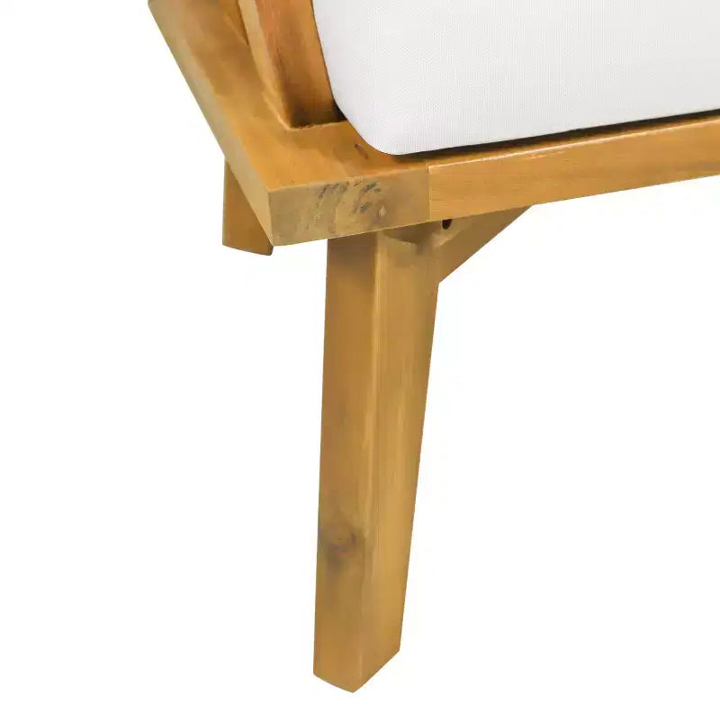 Conjunto GDFStudio Lorie de sillón y mesa auxiliar de madera de acacia para exterior con cojines, color teca/blanco