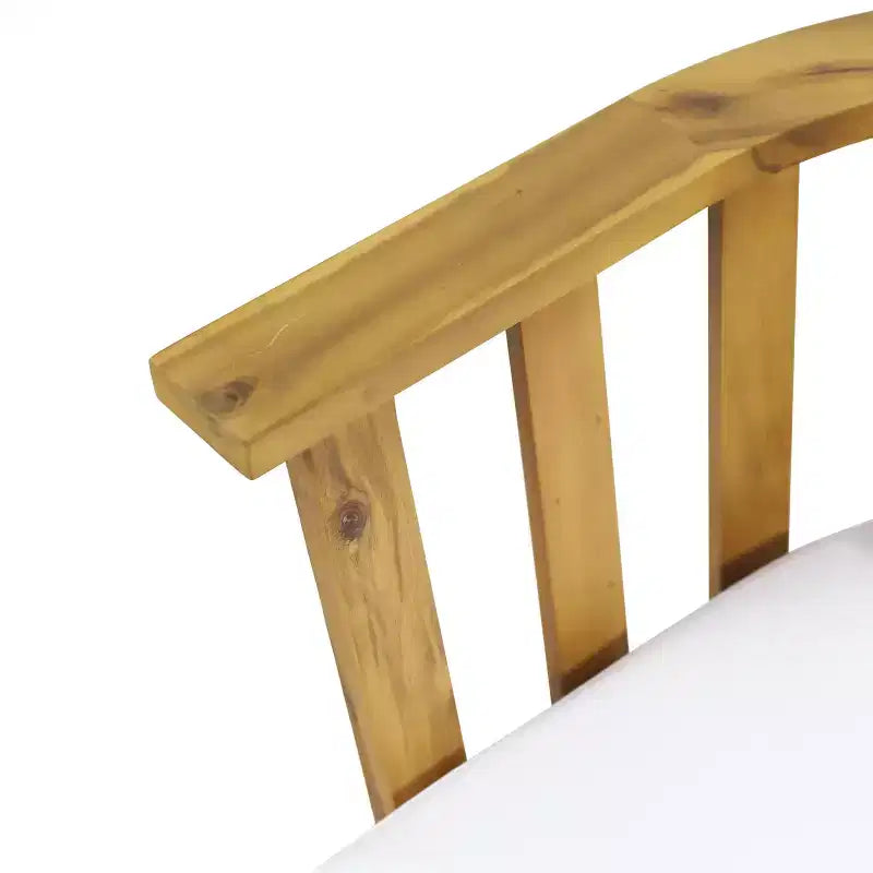 Conjunto GDFStudio Lorie de sillón y mesa auxiliar de madera de acacia para exterior con cojines, color teca/blanco
