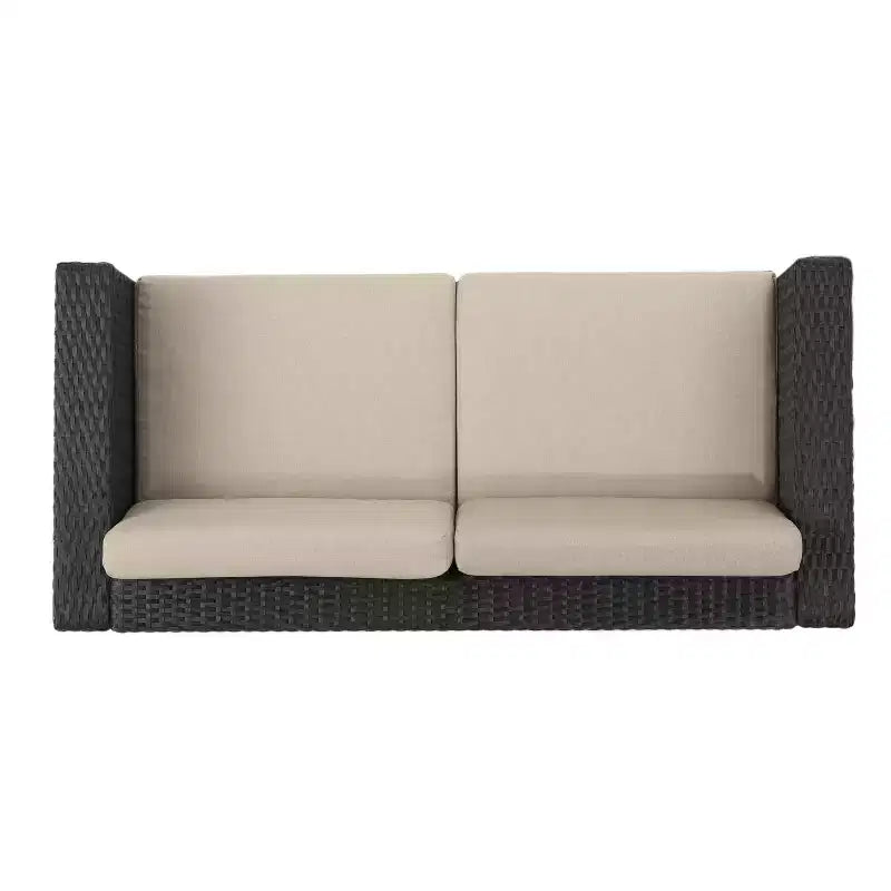 Conjunto de conversación de mimbre para exterior Christopher Knight Home Puerta de 4 plazas, con cojines