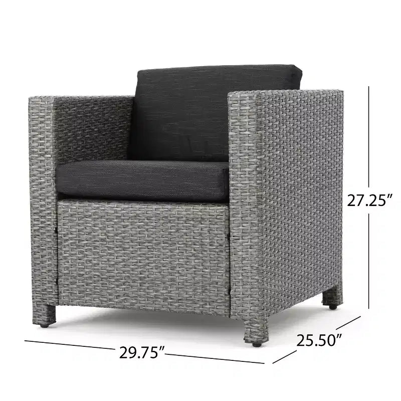 Conjunto de conversación de mimbre para exterior Christopher Knight Home Puerta de 4 plazas, con cojines