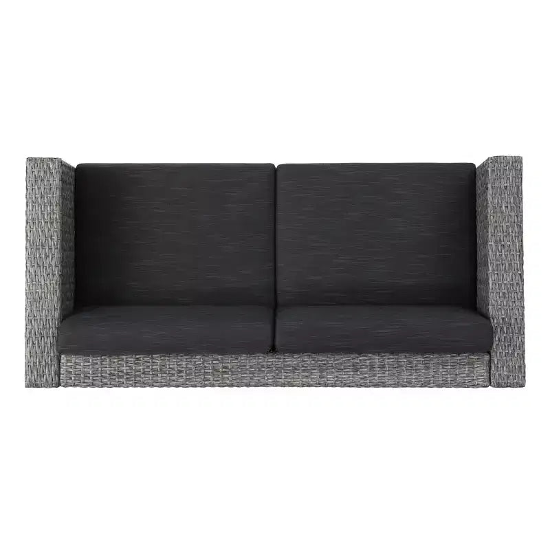 Conjunto de conversación de mimbre para exterior Christopher Knight Home Puerta de 4 plazas, con cojines