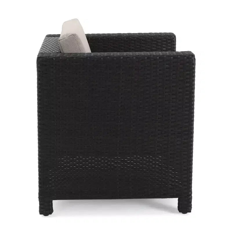Conjunto de sillones tipo club de 4 plazas Christopher Knight Home Puerta para exteriores, de mimbre, con 2 mesas en forma de C