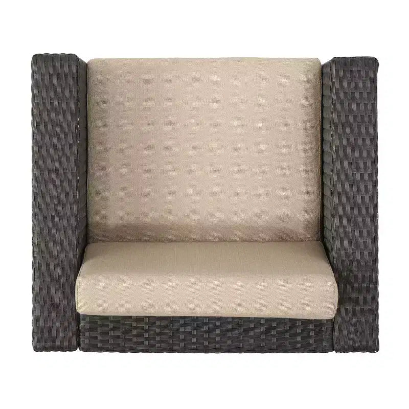 Conjunto de sillones tipo club de 4 plazas Christopher Knight Home Puerta para exteriores, de mimbre, con 2 mesas en forma de C