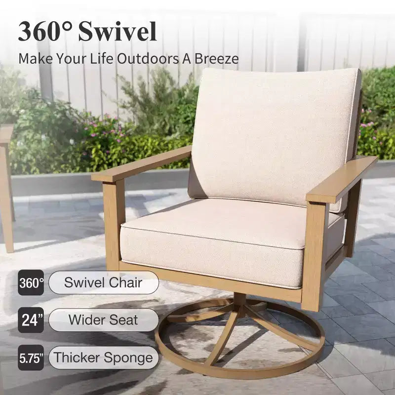 Ensemble de conversation Captiva Designs pour patio extérieur, 7 pièces, avec dossier à bandes croisées et coussins épais, pour terrasse, jardin ou bord de piscine