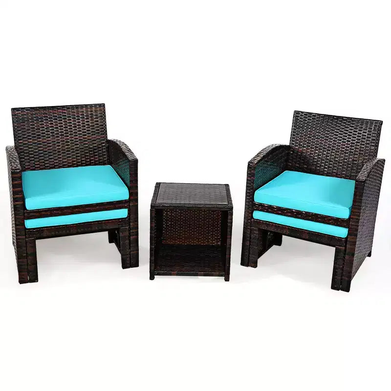 Costway conjunto de muebles de mimbre de ratán para patio de 5 piezas, sofá y otomana con cojines