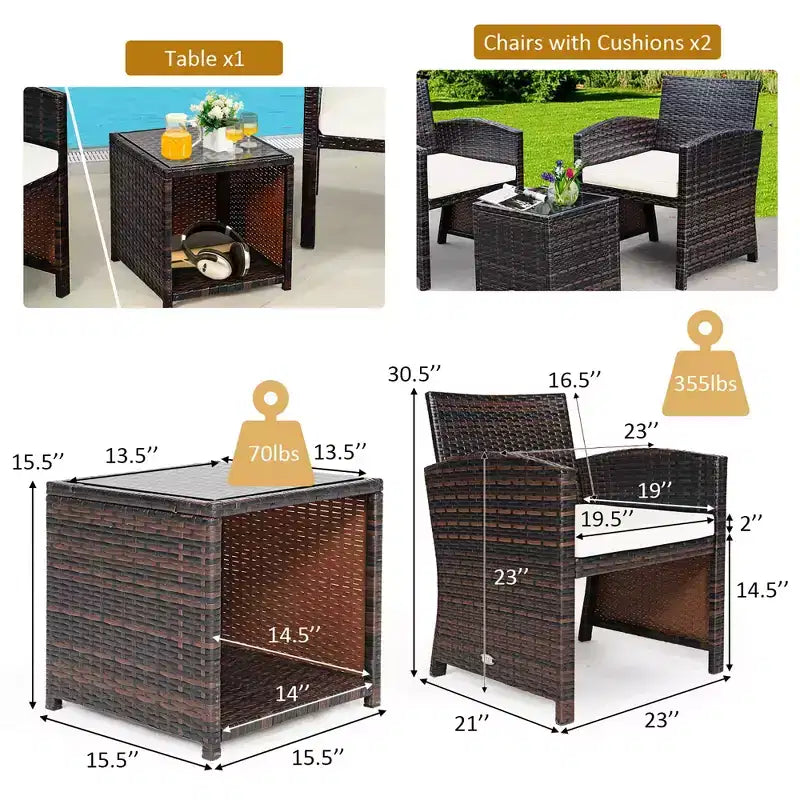 Costway conjunto de muebles de mimbre de ratán para patio de 5 piezas, sofá y otomana con cojines