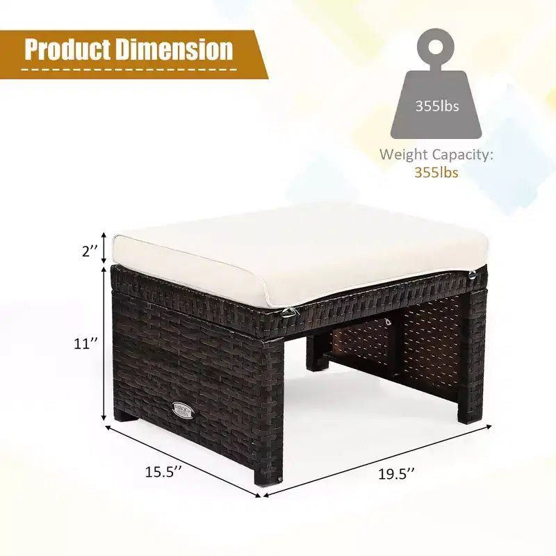 Costway conjunto de muebles de mimbre de ratán para patio de 5 piezas, sofá y otomana con cojines