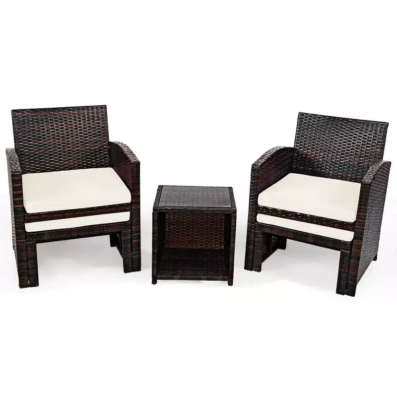 Costway conjunto de muebles de mimbre de ratán para patio de 5 piezas, sofá y otomana con cojines