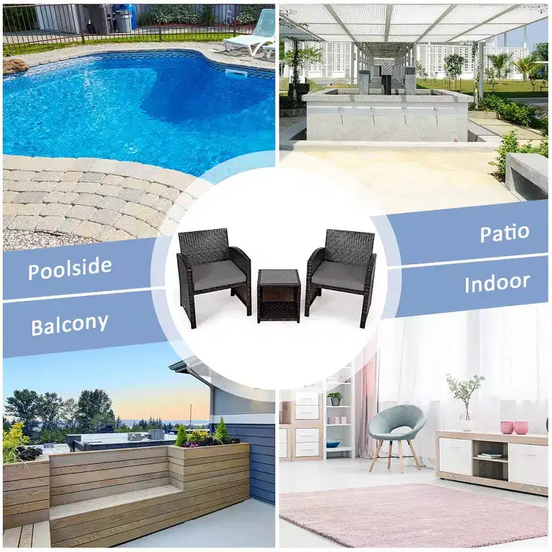 Costway conjunto de muebles de mimbre de ratán para patio de 5 piezas, sofá y otomana con cojines