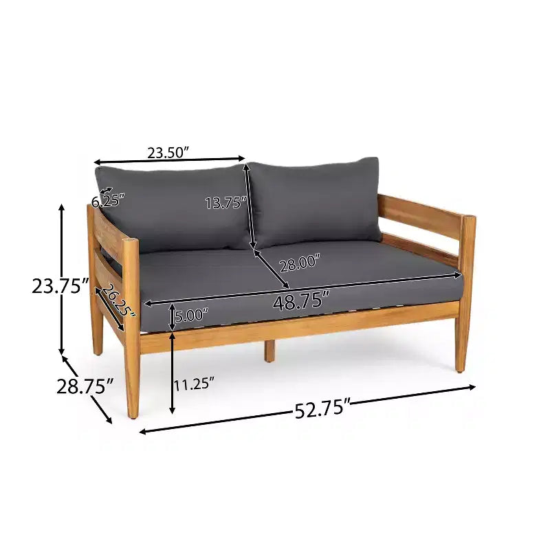 Christopher Knight Home Jacinda conjunto rústico de asientos tapizados para exteriores de 4 piezas, con diseño de listones