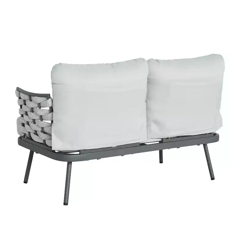 Ensemble de salon de jardin moderne 4 pièces Belle de Christopher Knight Home, en métal et corde rembourrée, avec table basse