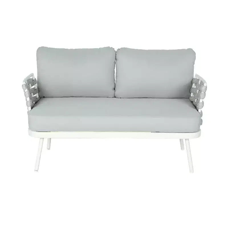 Ensemble de salon de jardin moderne 4 pièces Belle de Christopher Knight Home, en métal et corde rembourrée, avec table basse