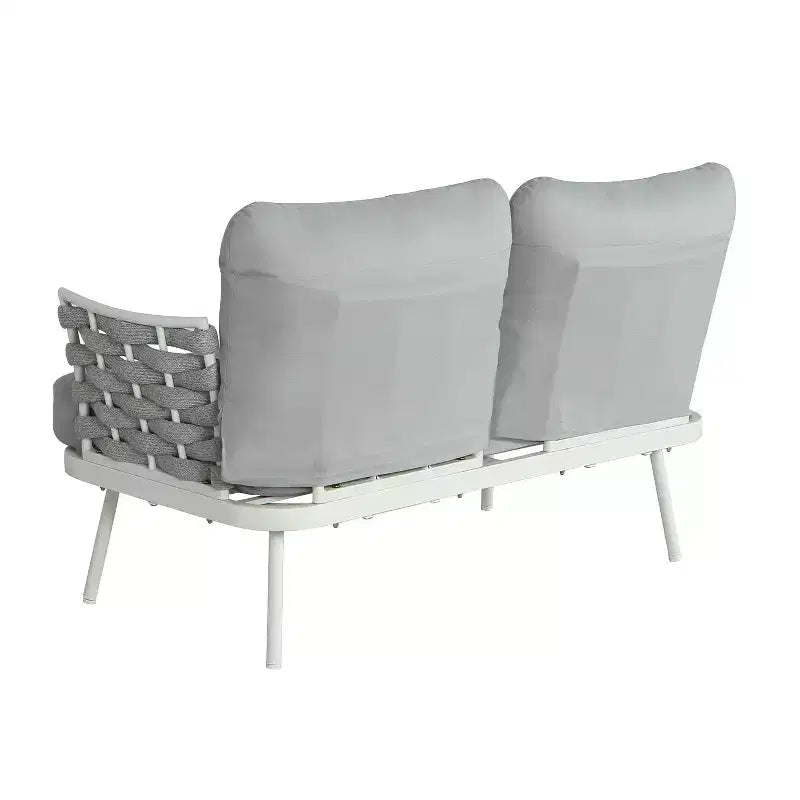 Ensemble de salon de jardin moderne 4 pièces Belle de Christopher Knight Home, en métal et corde rembourrée, avec table basse