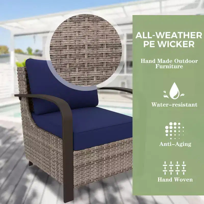 Ensemble de mobilier d'extérieur pour patio EAGLE PEAK Coastal Vista, ensemble de conversation incurvé en osier en demi-lune avec table basse