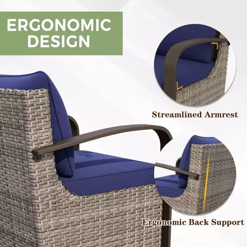 Ensemble de mobilier d'extérieur pour patio EAGLE PEAK Coastal Vista, ensemble de conversation incurvé en osier en demi-lune avec table basse