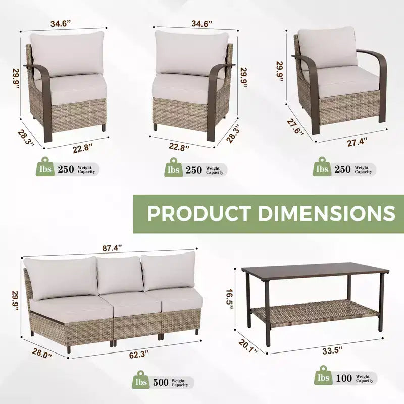Ensemble de mobilier d'extérieur pour patio EAGLE PEAK Coastal Vista, ensemble de conversation incurvé en osier en demi-lune avec table basse
