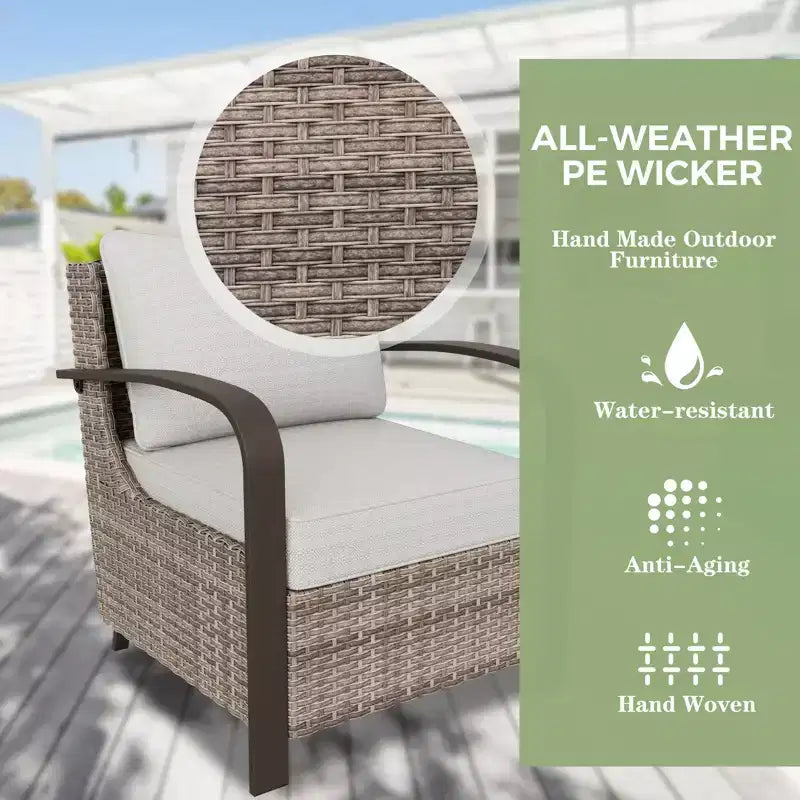 Ensemble de mobilier d'extérieur pour patio EAGLE PEAK Coastal Vista, ensemble de conversation incurvé en osier en demi-lune avec table basse