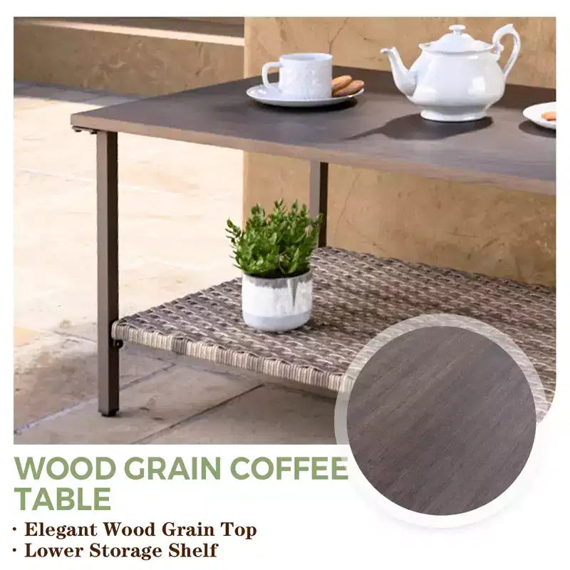 Ensemble de mobilier d'extérieur pour patio EAGLE PEAK Coastal Vista, ensemble de conversation incurvé en osier en demi-lune avec table basse