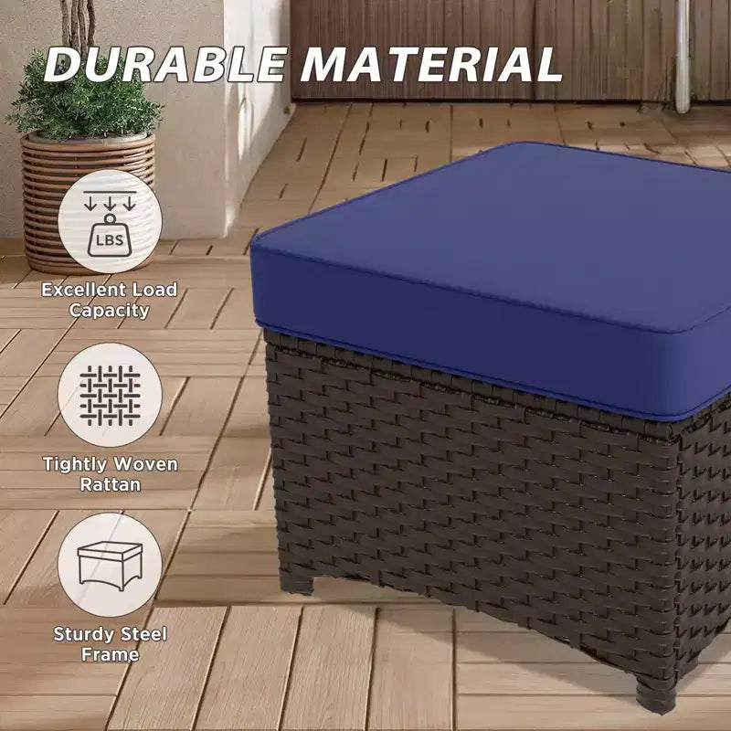 Ensemble de mobilier de patio extérieur en osier EAGLE PEAK Azure Bay, 5 pièces, avec canapé, fauteuils et poufs