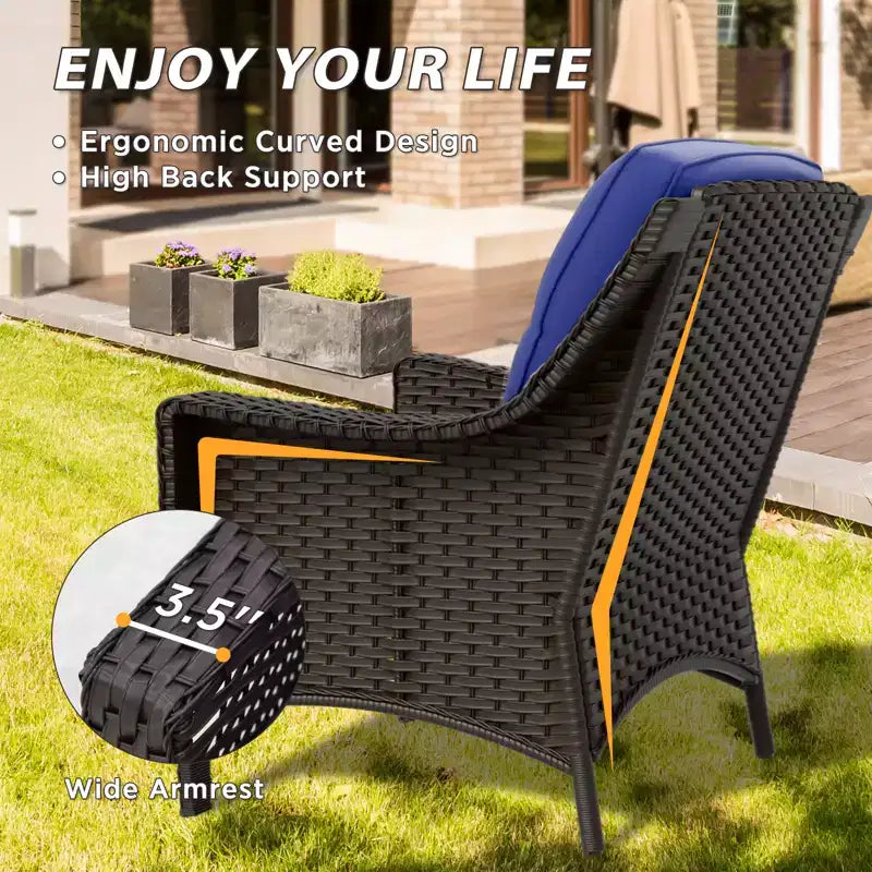 Ensemble de mobilier de patio extérieur en osier EAGLE PEAK Azure Bay, 5 pièces, avec canapé, fauteuils et poufs