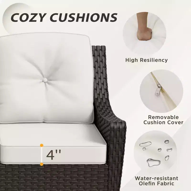 Ensemble de mobilier de patio extérieur en osier EAGLE PEAK Azure Bay, 5 pièces, avec canapé, fauteuils et poufs