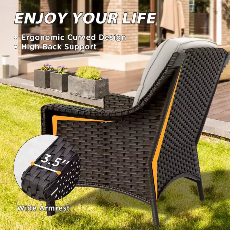 Ensemble de mobilier de patio extérieur en osier EAGLE PEAK Azure Bay, 5 pièces, avec canapé, fauteuils et poufs