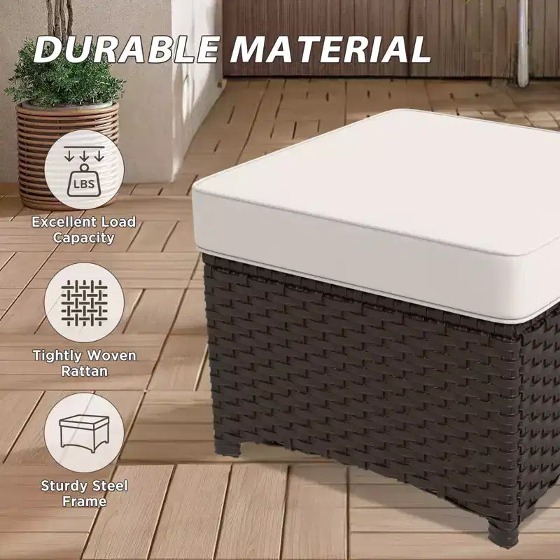 Conjunto de muebles de patio exterior de mimbre Azure Bay de EAGLE PEAK, de 5 piezas, con sillas mecedoras giratorias, otomanas y mesa auxiliar