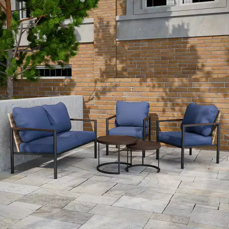 EAGLE PEAK colección Sunset Dune de muebles modernos para exteriores, conjunto de conversación de mimbre para patio de 5 piezas con cojines