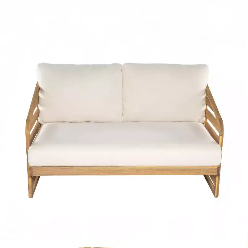 Ensemble de conversation moderne Yantic de Christopher Knight Home, 4 pièces, en acacia pour extérieur, avec coussins résistants à l’eau