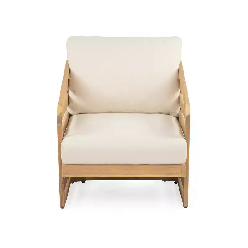 Ensemble de conversation moderne Yantic de Christopher Knight Home, 4 pièces, en acacia pour extérieur, avec coussins résistants à l’eau