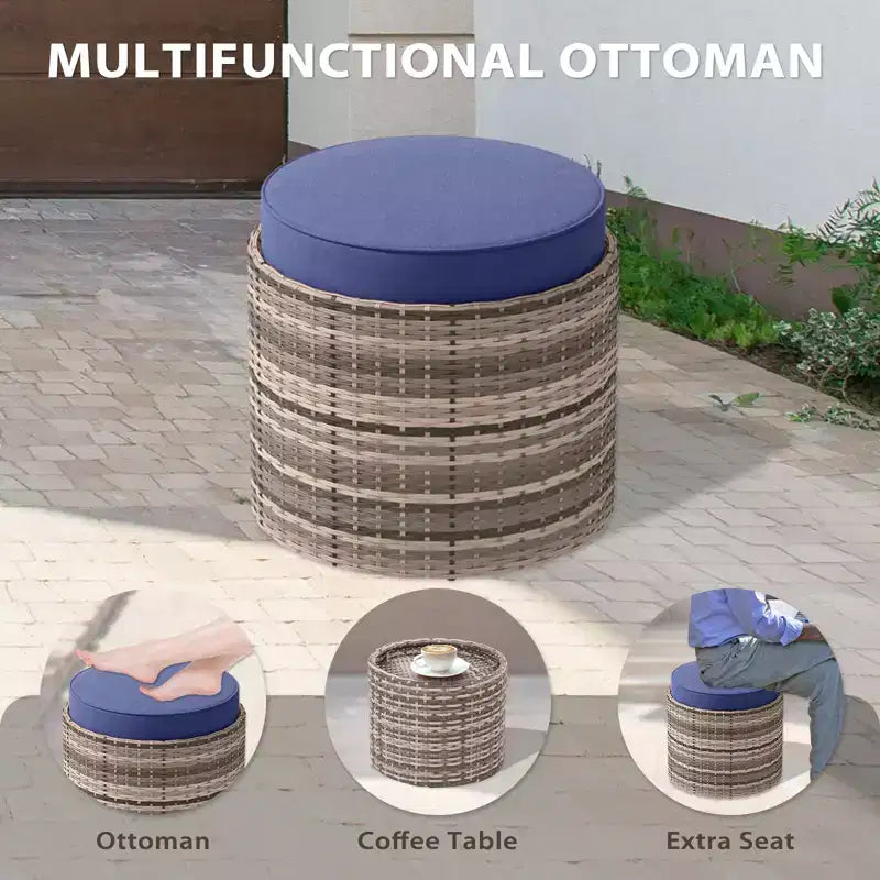 EAGLE PEAK Sunset Dune conjunto de muebles modernos para exteriores de 6 piezas, conjunto de descanso de mimbre y acabado de veta de madera para patio