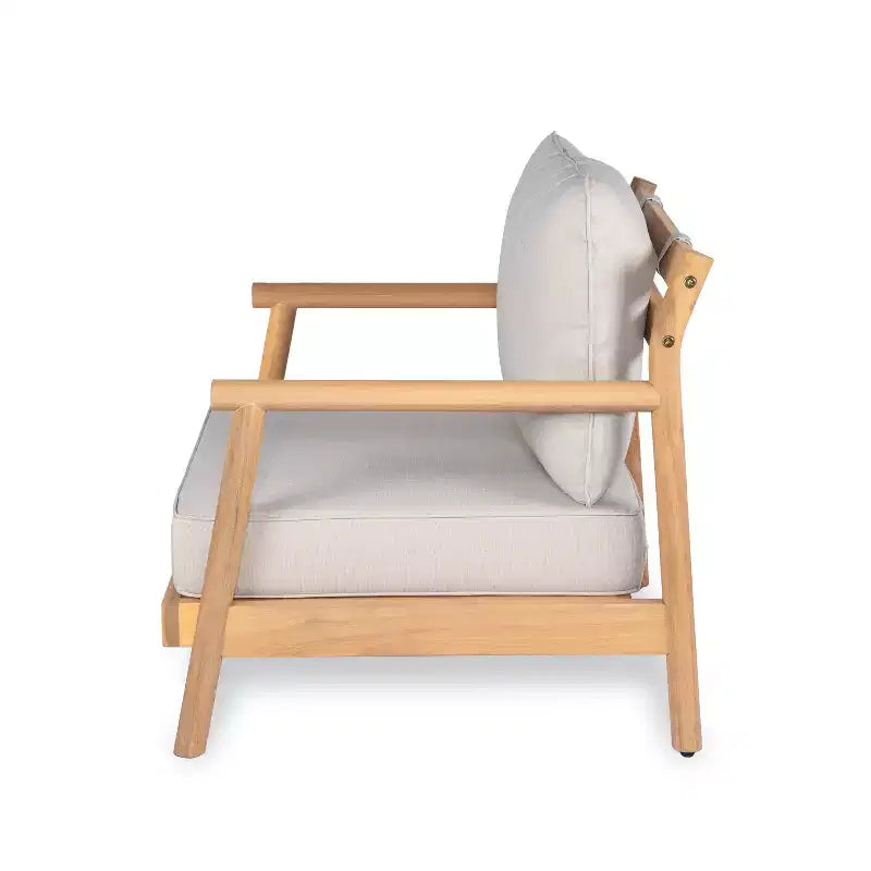 Conjunto de sillón club y mesa de centro rústicos para exteriores Shane de Christopher Knight Home, de madera de acacia tapizada