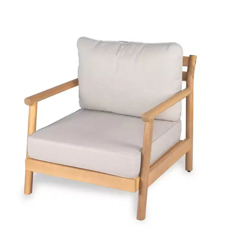 Conjunto de sillón club y mesa de centro rústicos para exteriores Shane de Christopher Knight Home, de madera de acacia tapizada